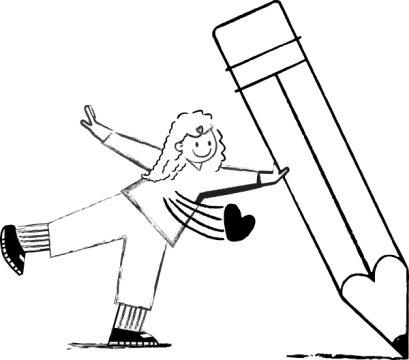 연필을 집고 서있는 지희일러스트